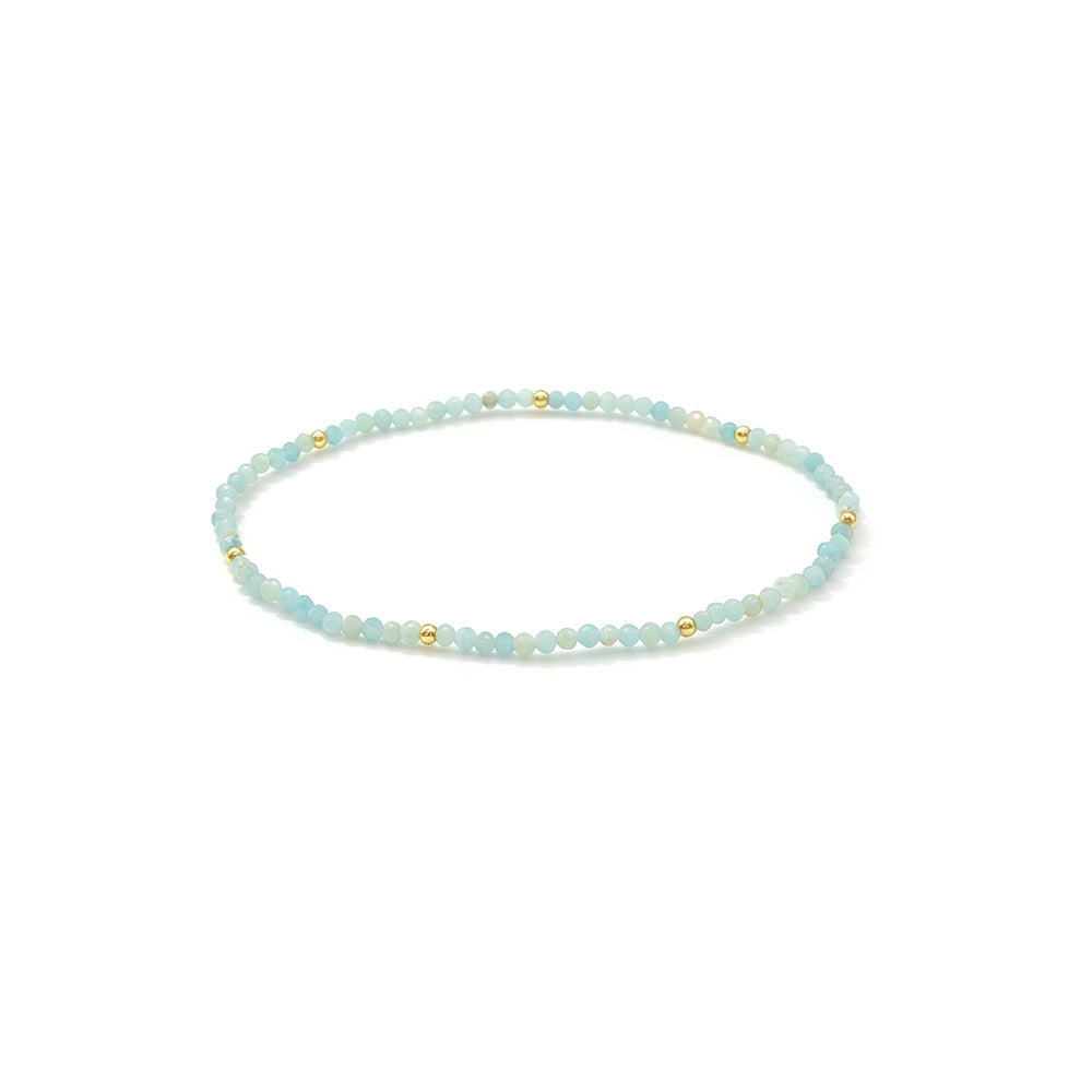 2mm Turquoise Green Agate Amazonite Tourmaline Stone Beads Elastic Bracelet