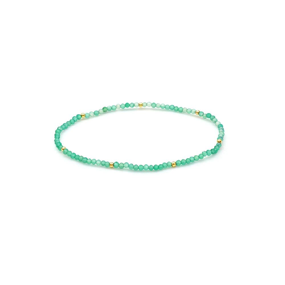 2mm Turquoise Green Agate Amazonite Tourmaline Stone Beads Elastic Bracelet