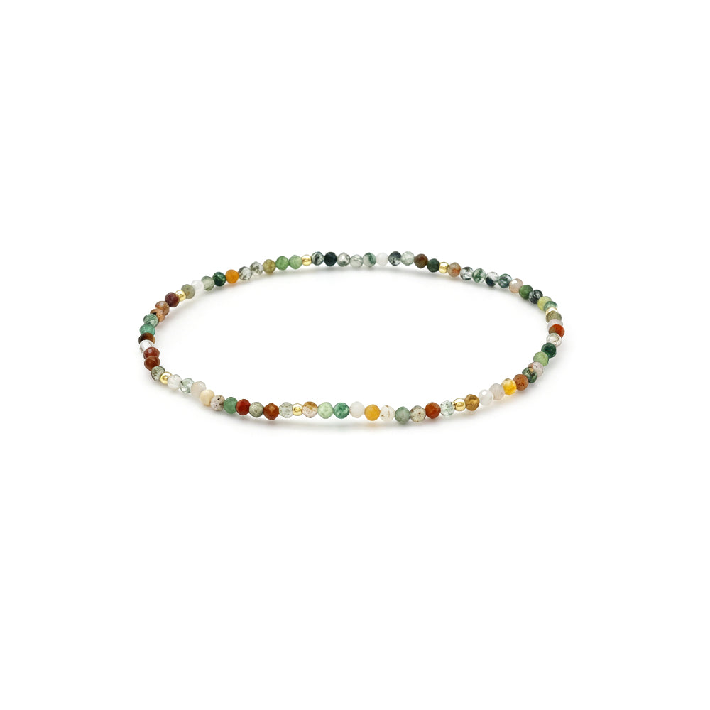 2mm Turquoise Green Agate Amazonite Tourmaline Stone Beads Elastic Bracelet