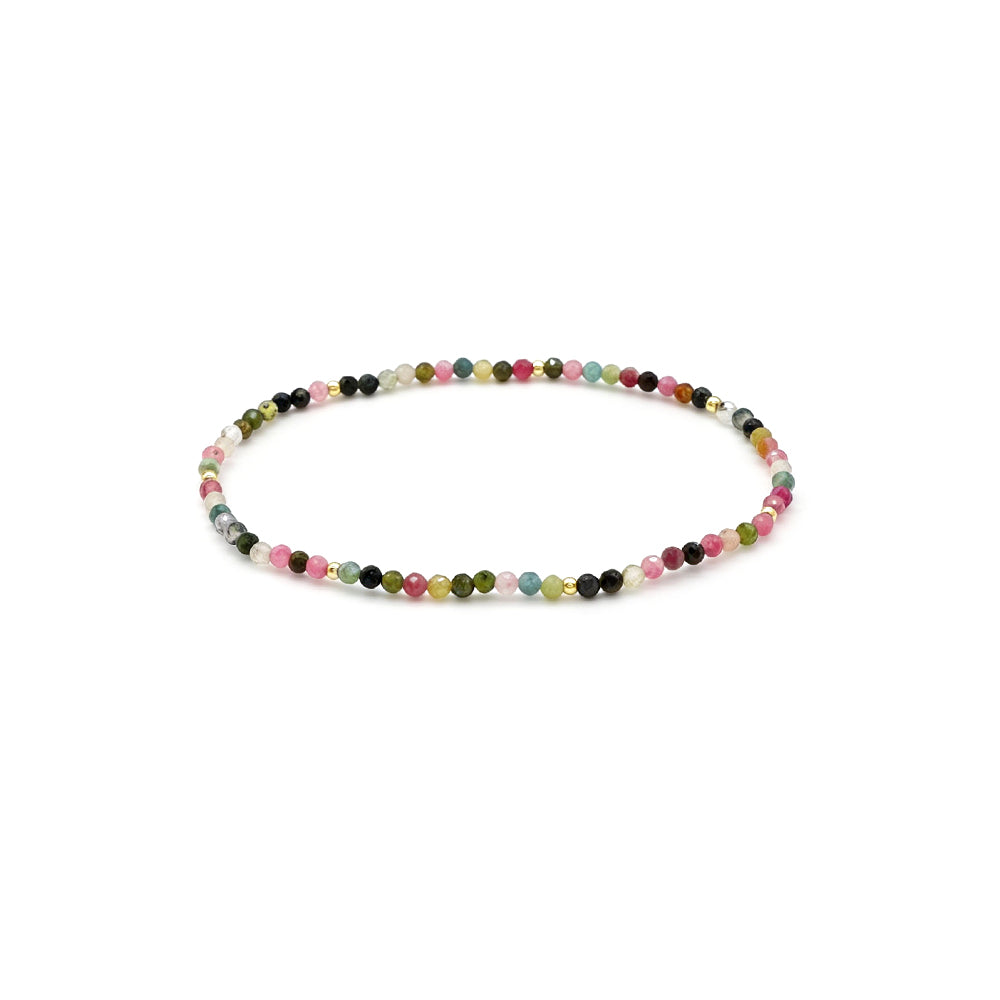 2mm Turquoise Green Agate Amazonite Tourmaline Stone Beads Elastic Bracelet