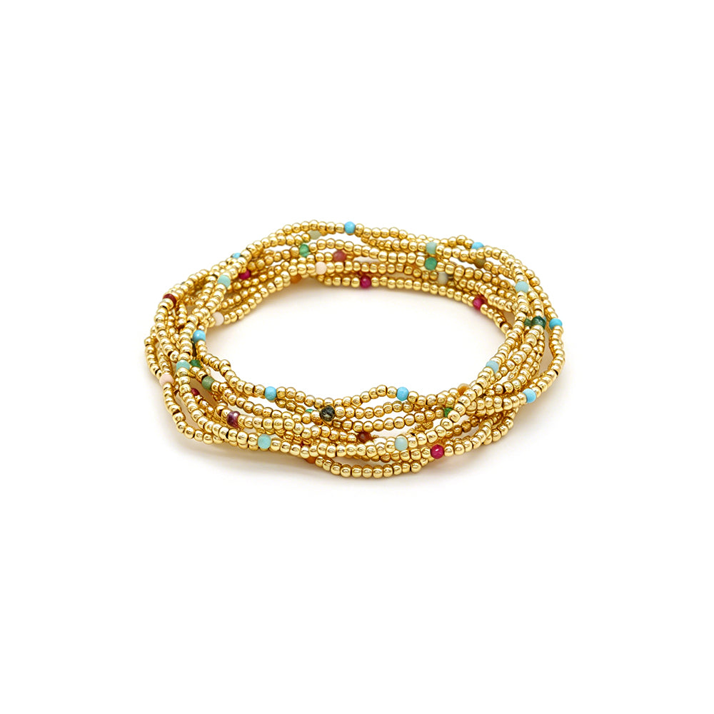 2mm Turquoise Orange Aventurine Red Corundum Tourmaline Stone Beads Elastic Bracelet