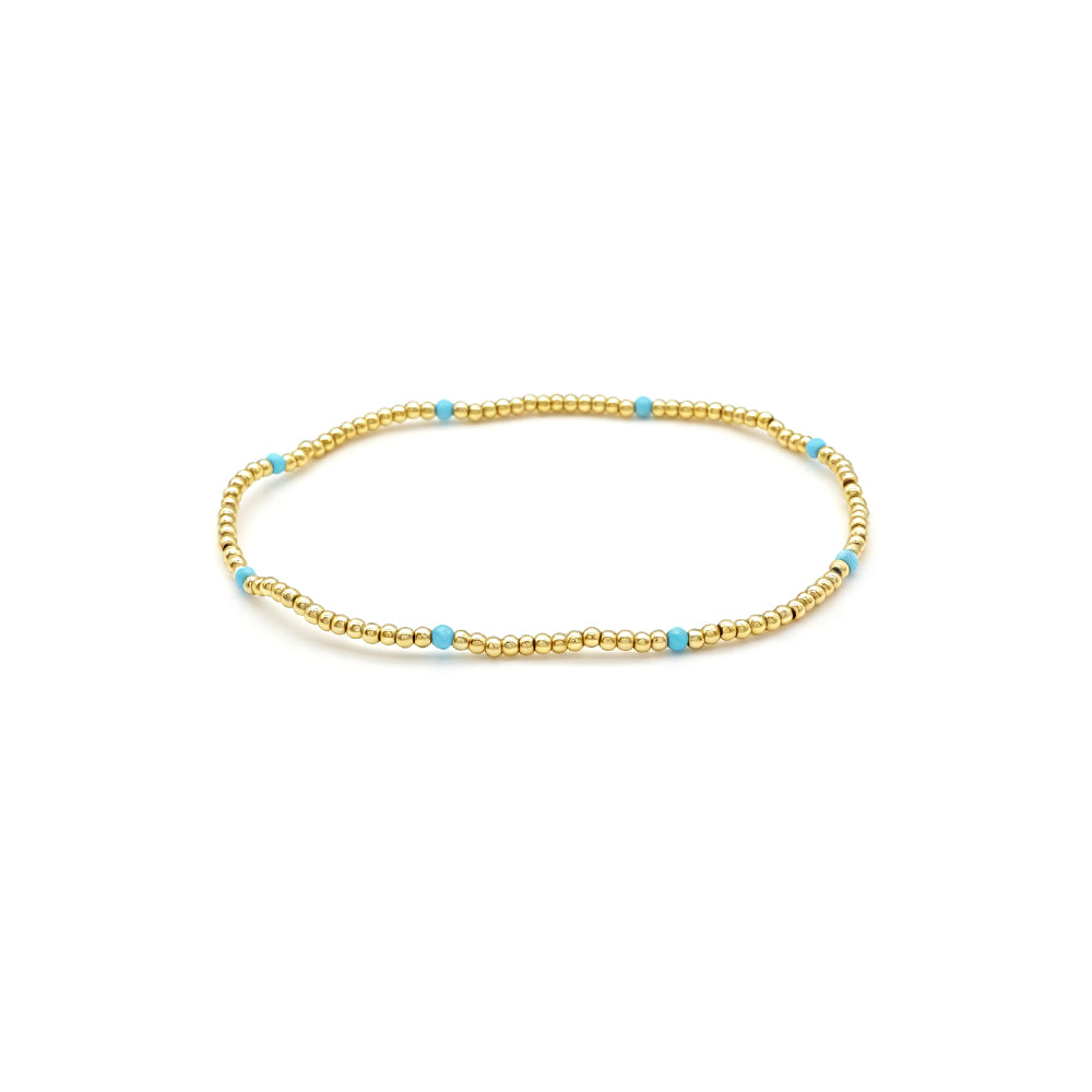 2mm Turquoise Orange Aventurine Red Corundum Tourmaline Stone Beads Elastic Bracelet