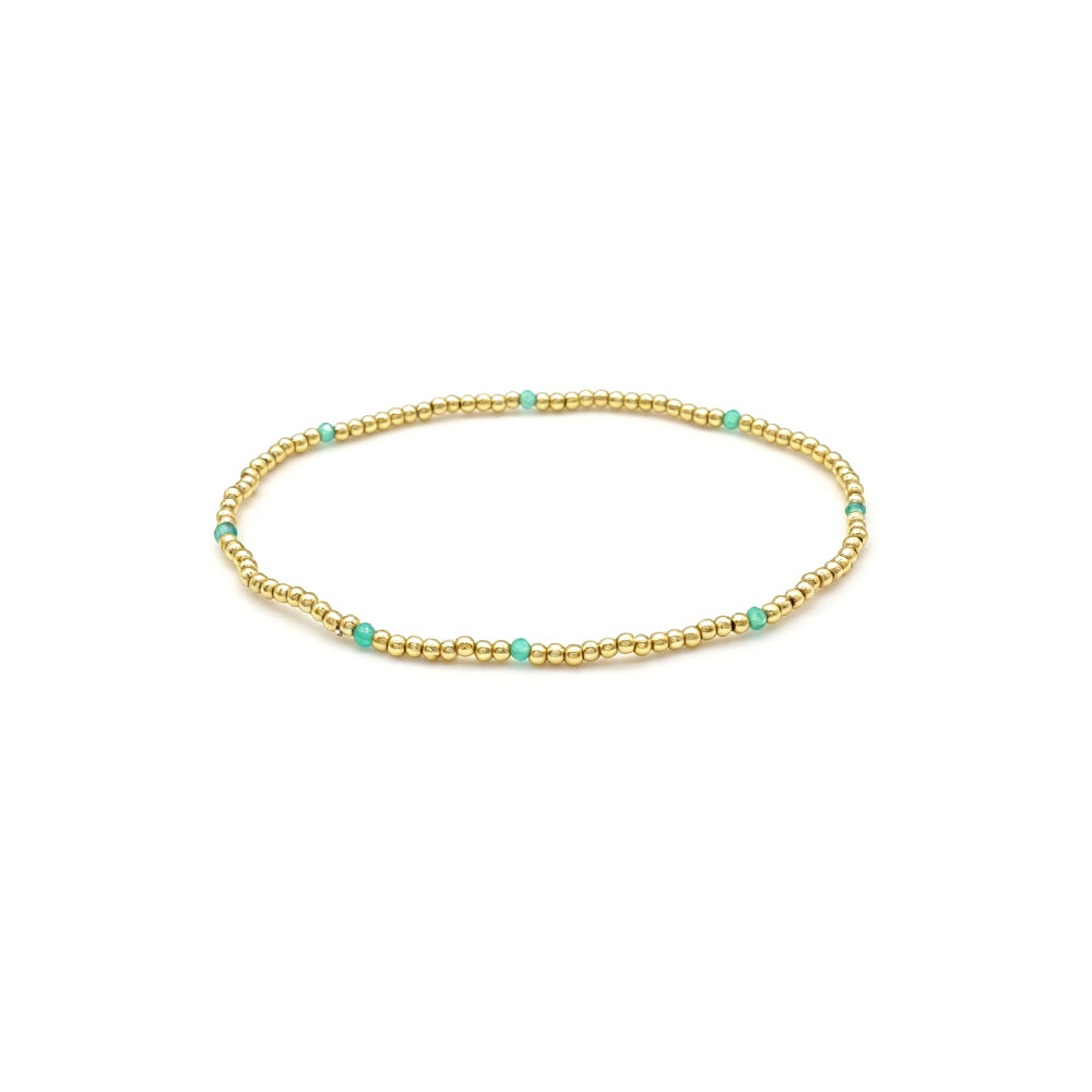 2mm Turquoise Orange Aventurine Red Corundum Tourmaline Stone Beads Elastic Bracelet