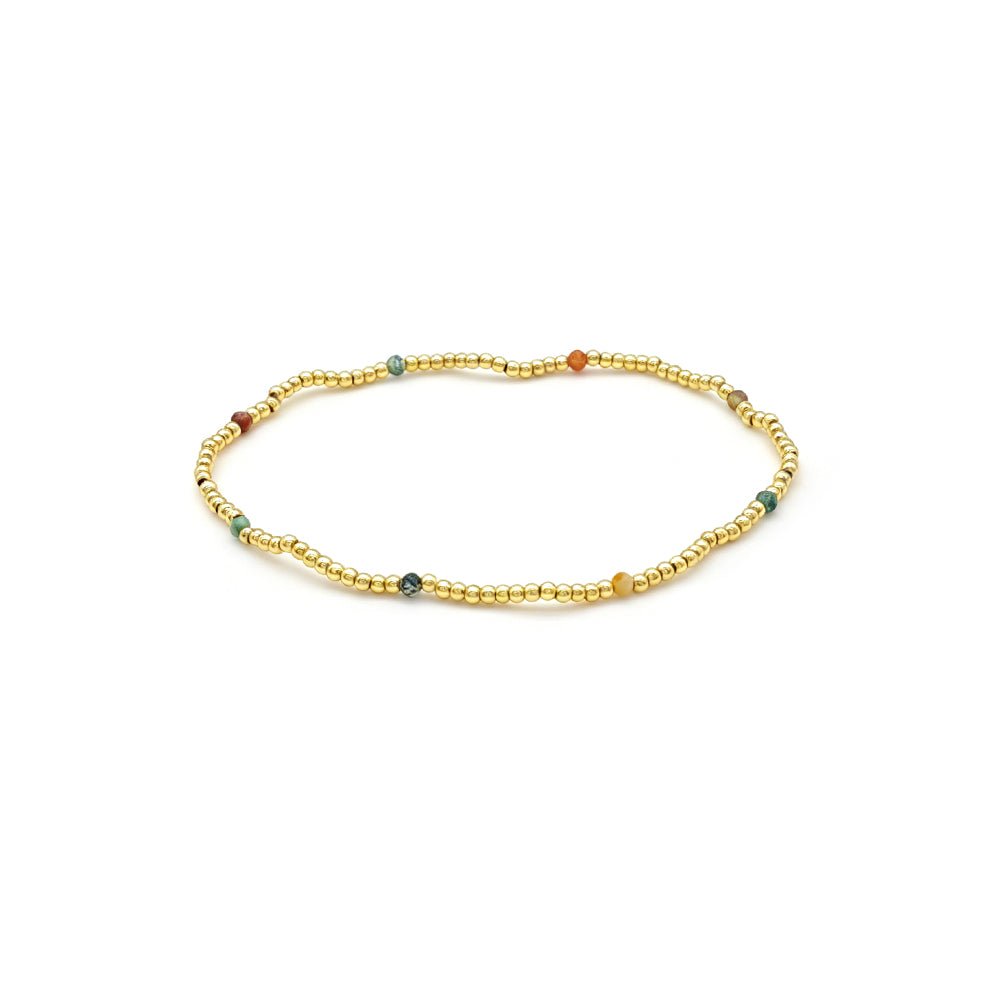 2mm Turquoise Orange Aventurine Red Corundum Tourmaline Stone Beads Elastic Bracelet
