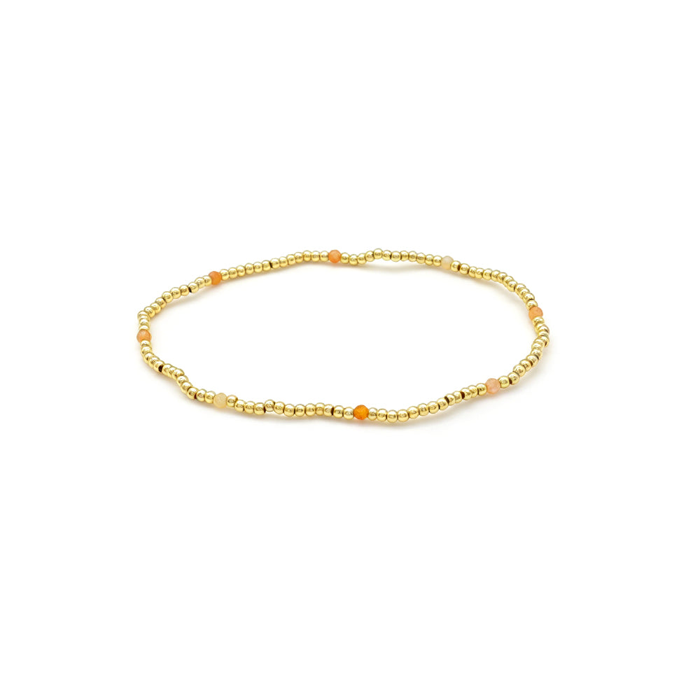 2mm Turquoise Orange Aventurine Red Corundum Tourmaline Stone Beads Elastic Bracelet