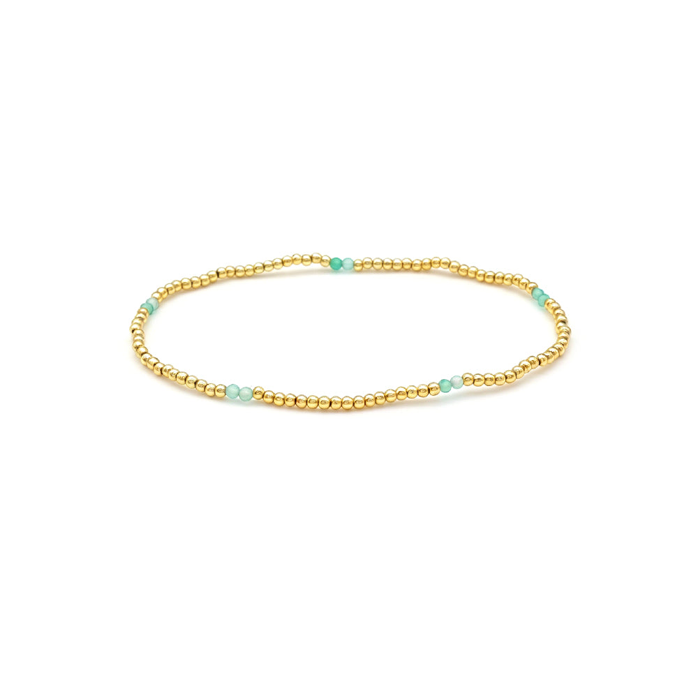 2mm Turquoise Orange Aventurine Red Corundum Tourmaline Stone Beads Elastic Bracelet