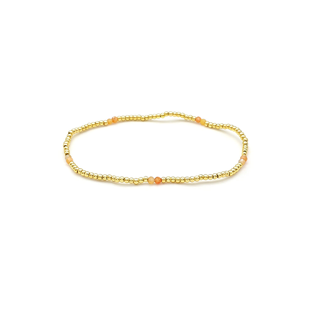 2mm Turquoise Orange Aventurine Red Corundum Tourmaline Stone Beads Elastic Bracelet