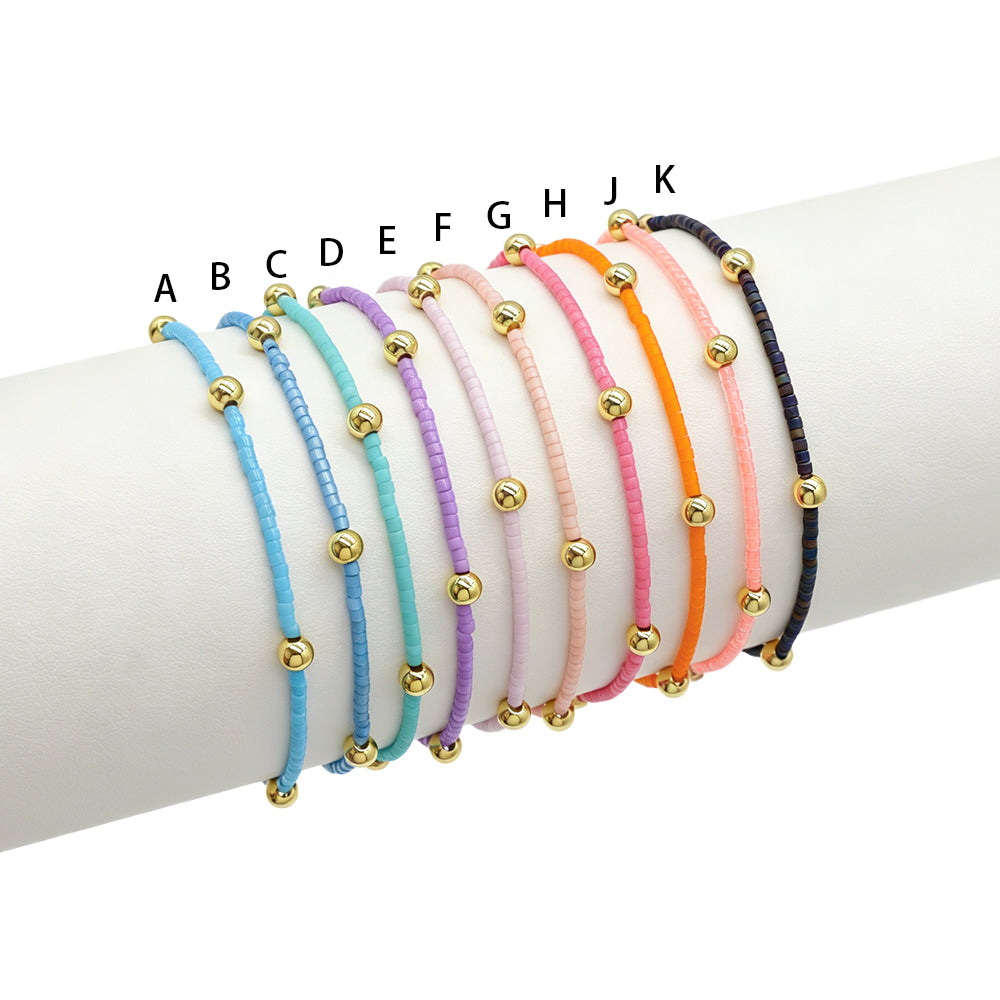 Handmade Multi-colour Miyuki Beads Elastic Bracelet