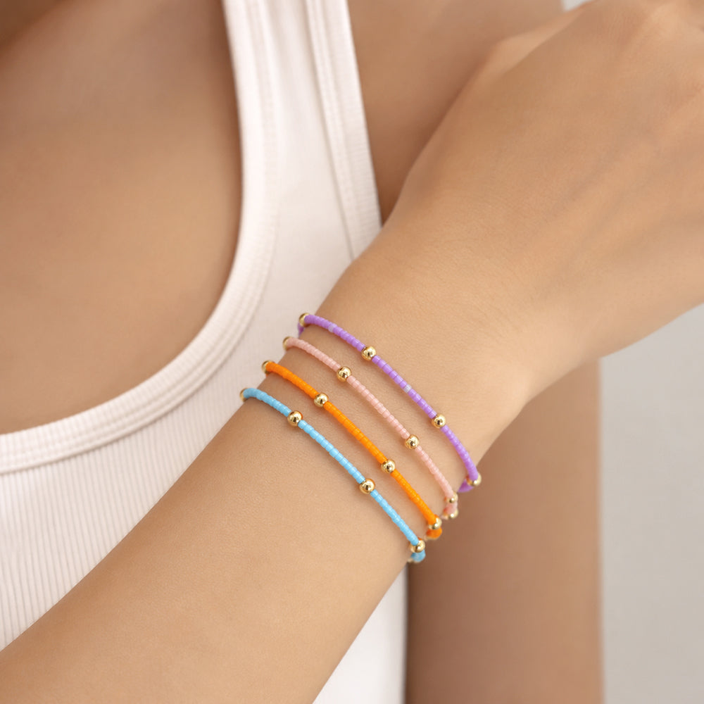 Handmade Multi-colour Miyuki Beads Elastic Bracelet