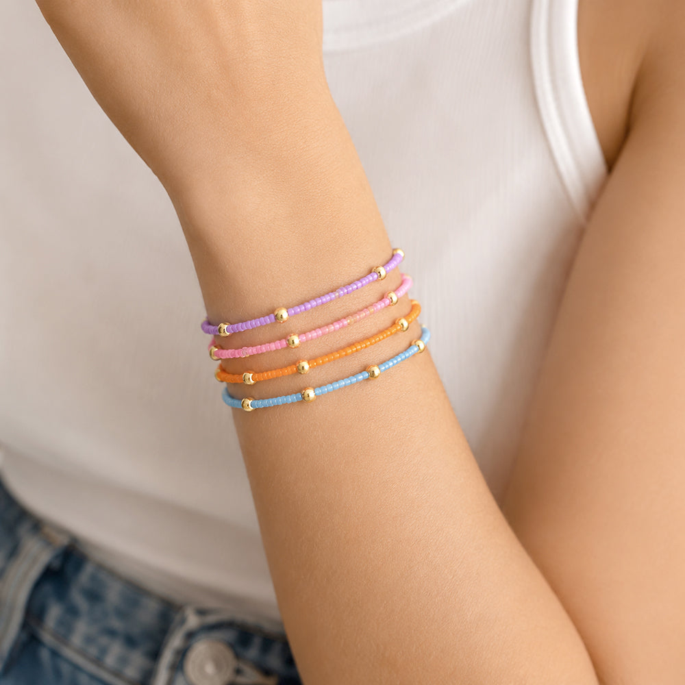 Handmade Multi-colour Miyuki Beads Elastic Bracelet