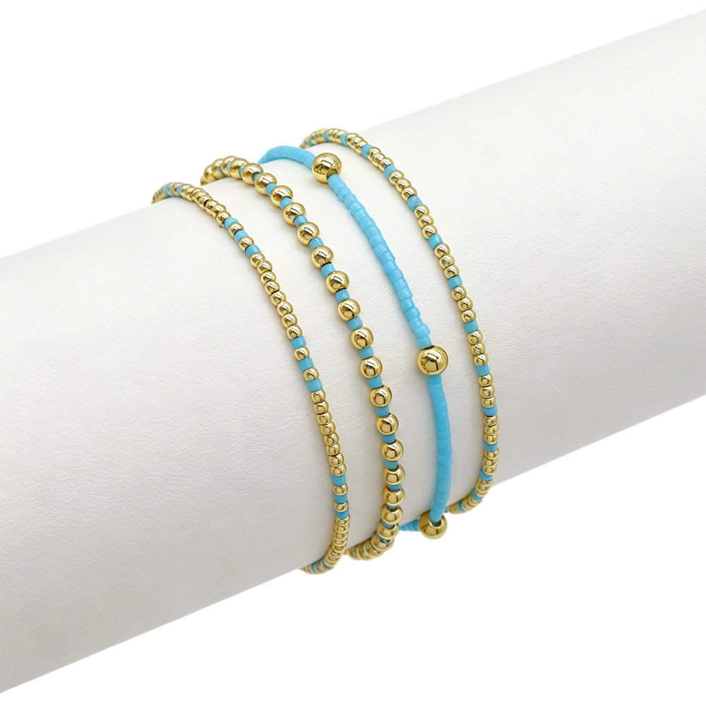Handmade Summer Multi-colour Miyuki Beads Elastic Bracelet Jewely Set