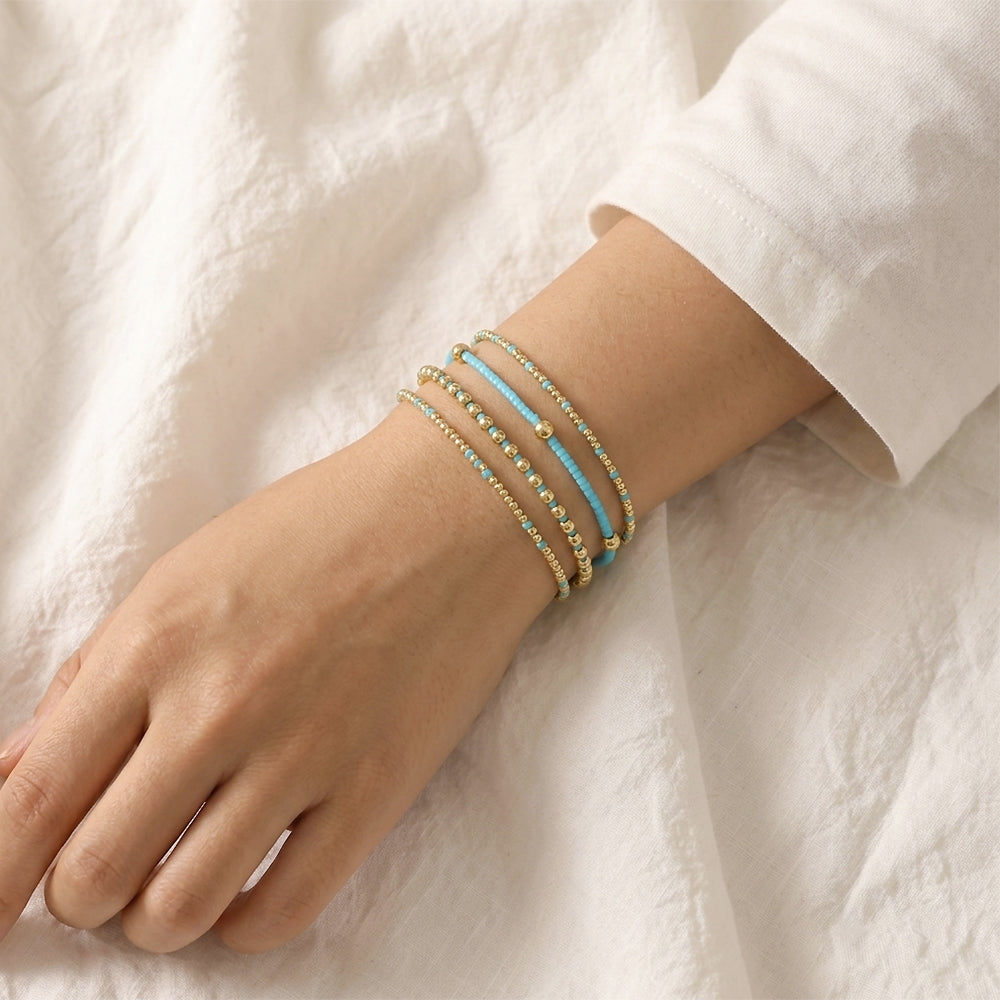 Handmade Summer Multi-colour Miyuki Beads Elastic Bracelet Jewely Set