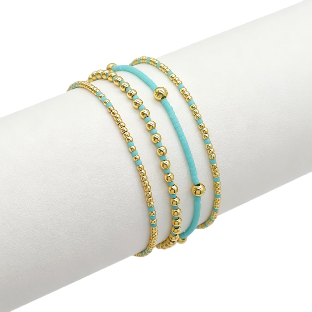 Handmade Summer Multi-colour Miyuki Beads Elastic Bracelet Jewely Set