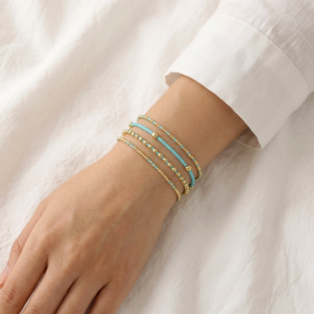 Handmade Summer Multi-colour Miyuki Beads Elastic Bracelet Jewely Set