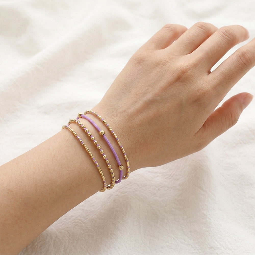 Handmade Summer Multi-colour Miyuki Beads Elastic Bracelet Jewely Set