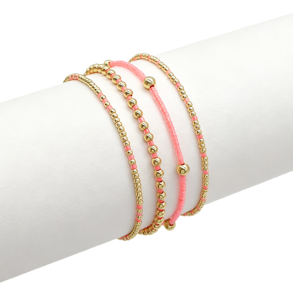 Handmade Summer Multi-colour Miyuki Beads Elastic Bracelet Jewely Set