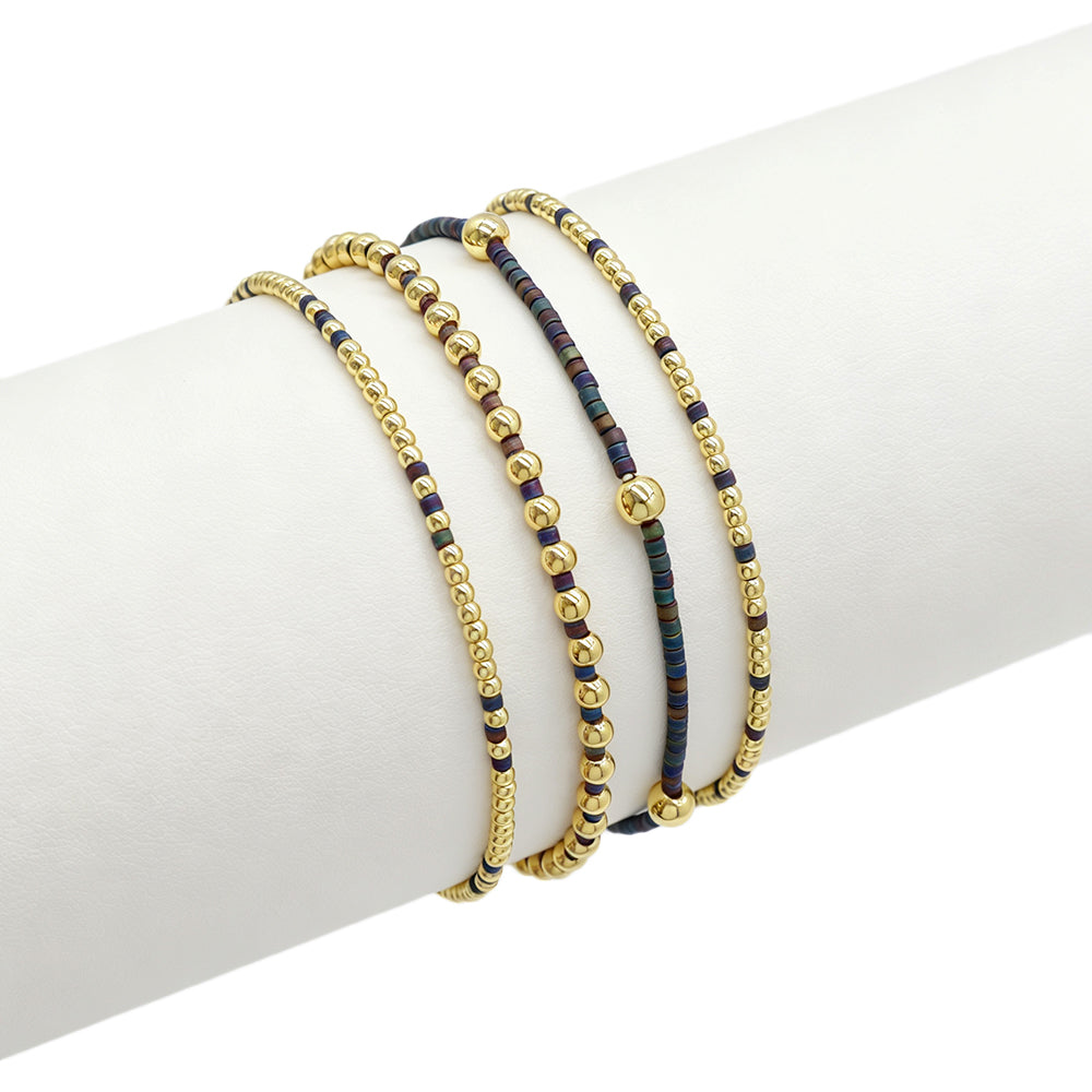 Handmade Summer Multi-colour Miyuki Beads Elastic Bracelet Jewely Set