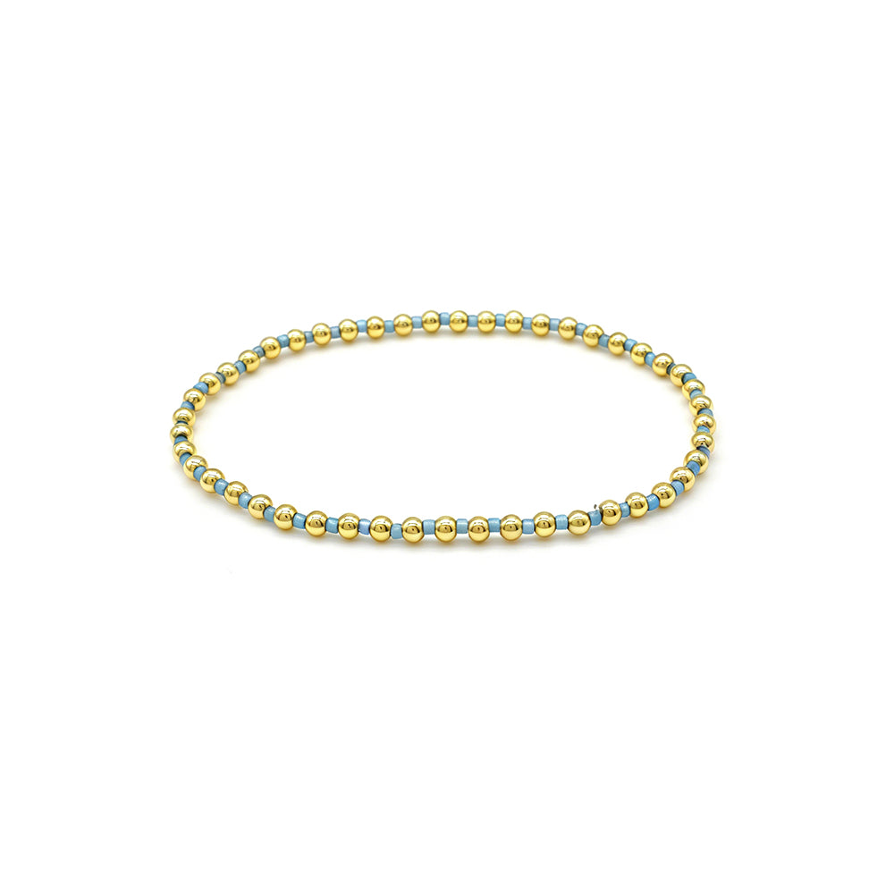 Handmade Multi-colour Miyuki Beads Plating Gold Brass Beads Elastic Bracelet