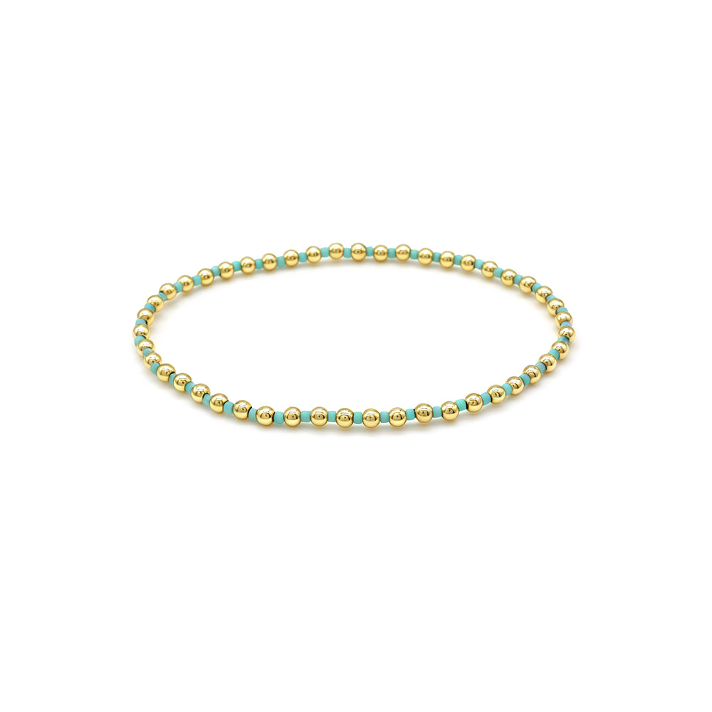 Handmade Multi-colour Miyuki Beads Plating Gold Brass Beads Elastic Bracelet