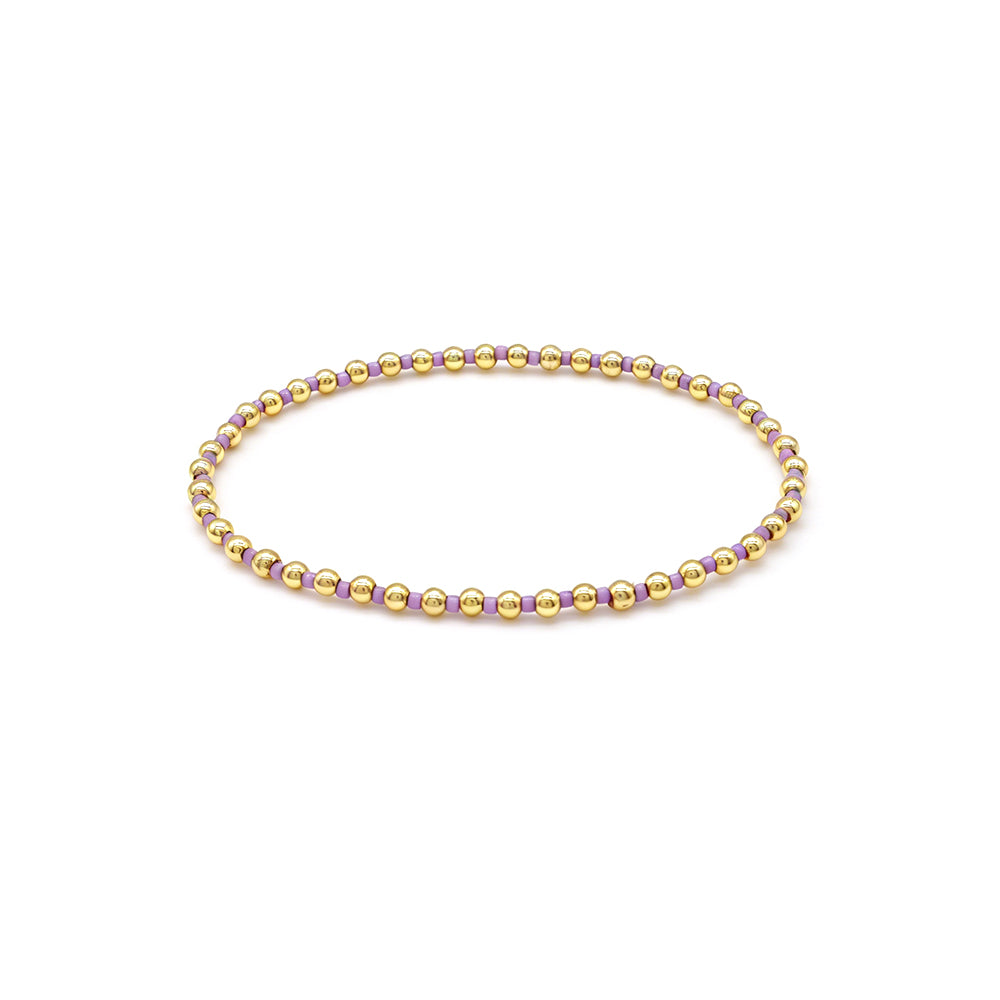 Handmade Multi-colour Miyuki Beads Plating Gold Brass Beads Elastic Bracelet