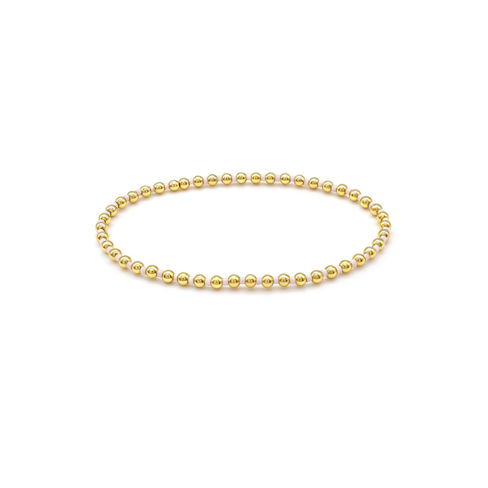 Handmade Multi-colour Miyuki Beads Plating Gold Brass Beads Elastic Bracelet