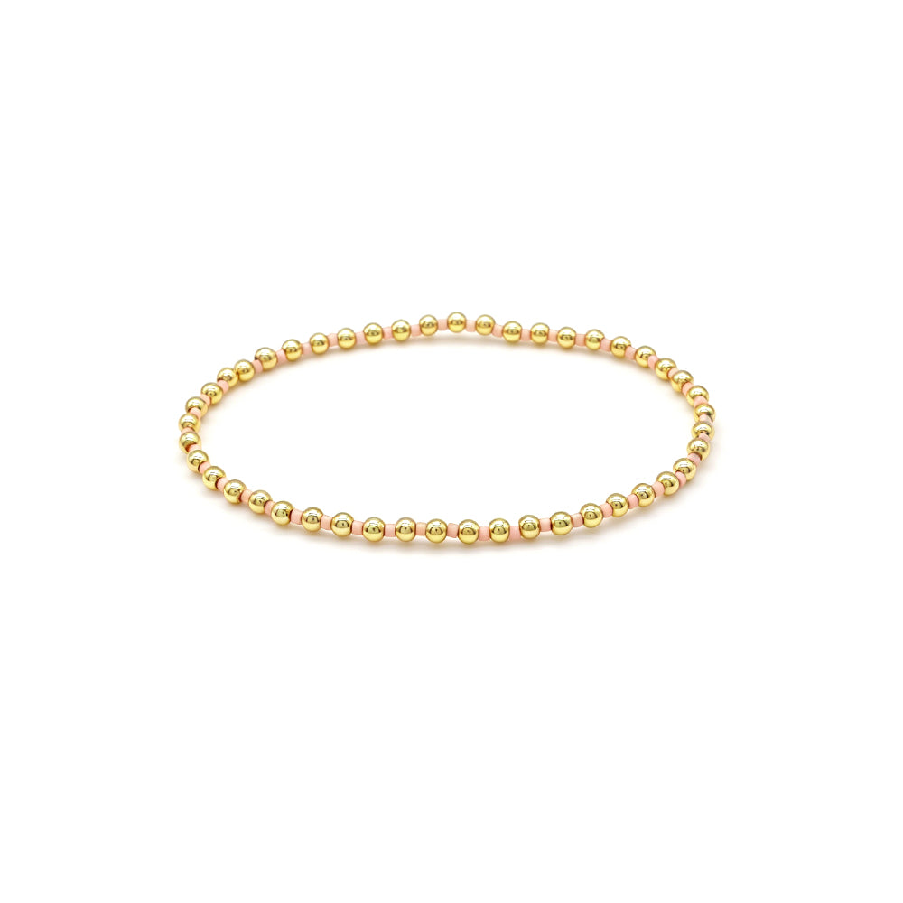 Handmade Multi-colour Miyuki Beads Plating Gold Brass Beads Elastic Bracelet