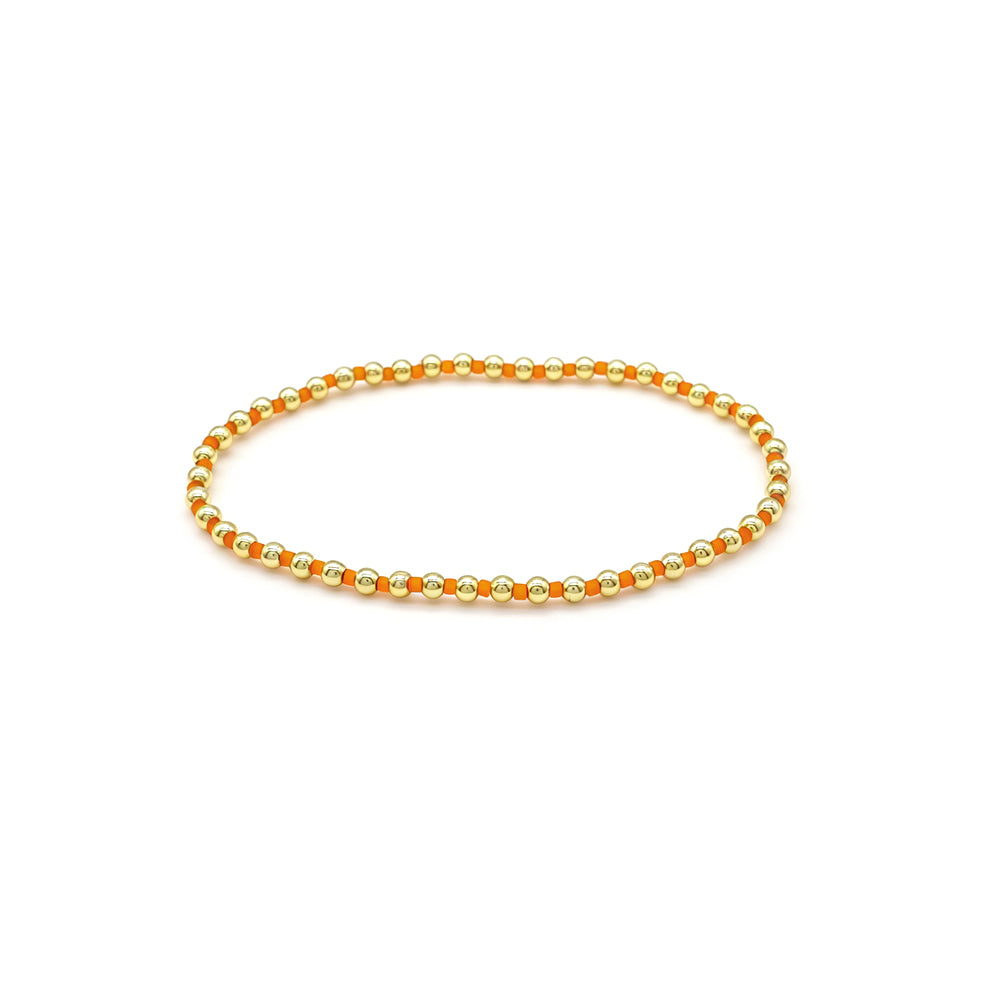 Handmade Multi-colour Miyuki Beads Plating Gold Brass Beads Elastic Bracelet