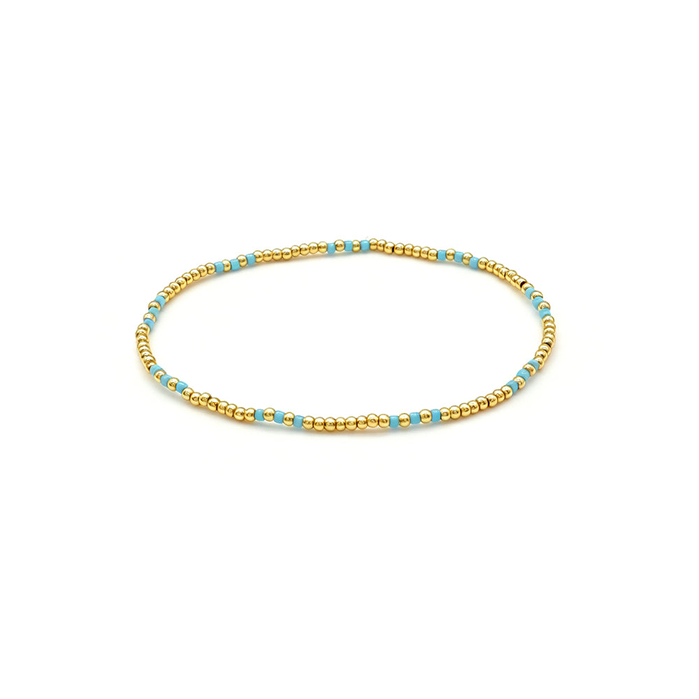 Handmade Multi-colour Miyuki Beads Plating Gold Brass Beads Elastic Bracelet