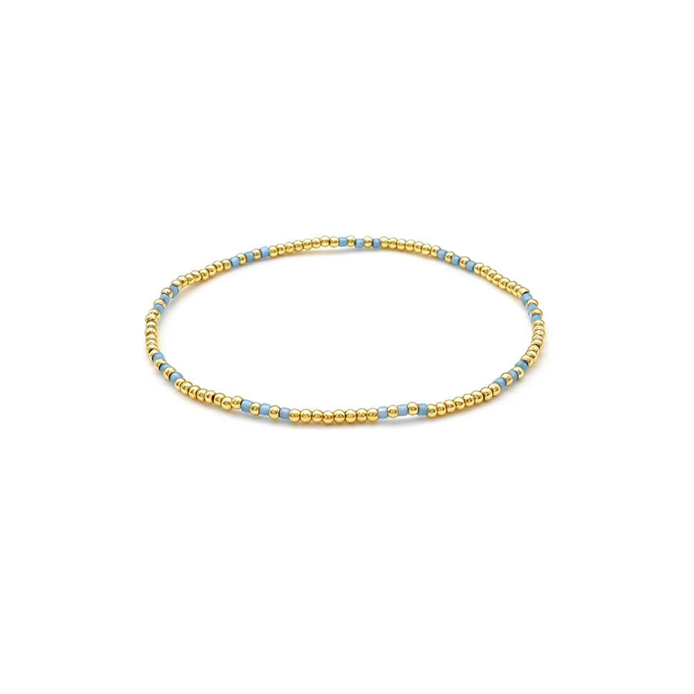 Handmade Multi-colour Miyuki Beads Plating Gold Brass Beads Elastic Bracelet