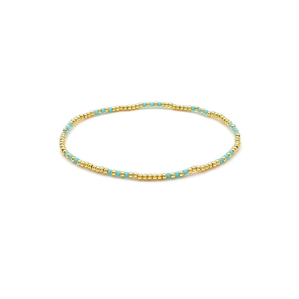 Handmade Multi-colour Miyuki Beads Plating Gold Brass Beads Elastic Bracelet