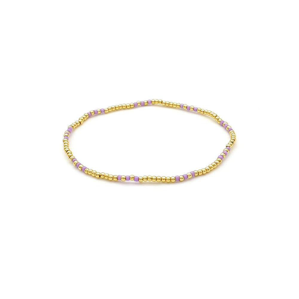 Handmade Multi-colour Miyuki Beads Plating Gold Brass Beads Elastic Bracelet