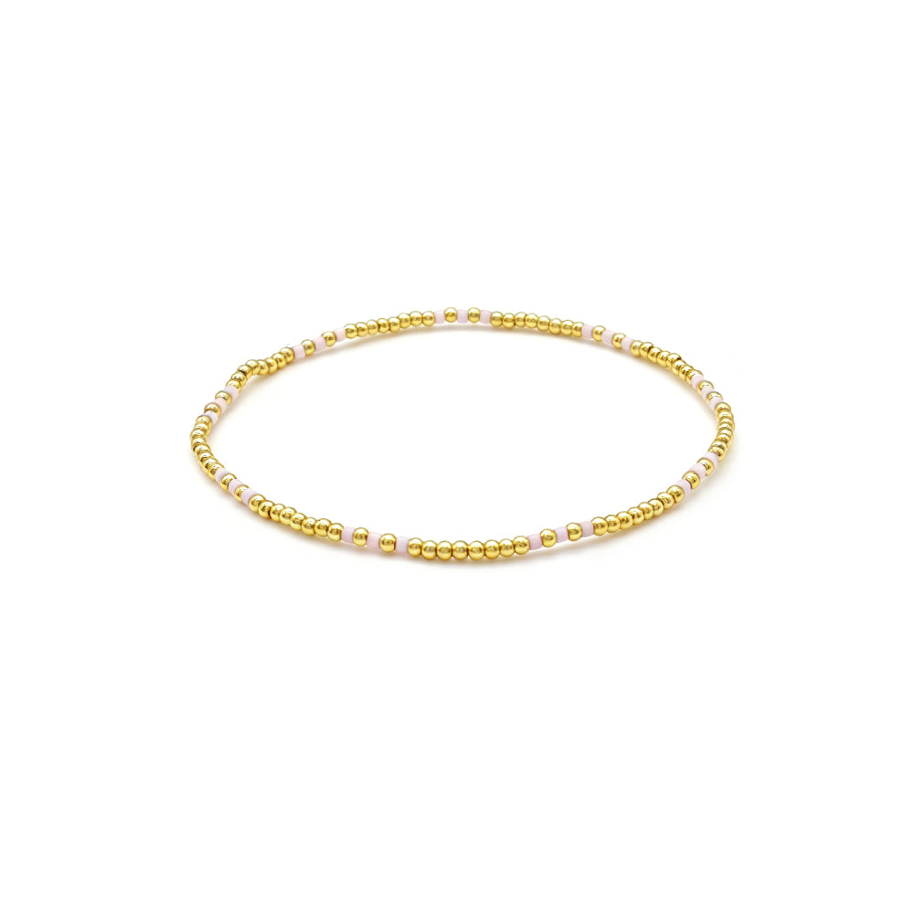 Handmade Multi-colour Miyuki Beads Plating Gold Brass Beads Elastic Bracelet