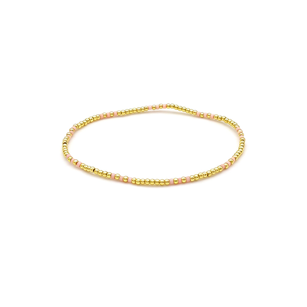 Handmade Multi-colour Miyuki Beads Plating Gold Brass Beads Elastic Bracelet