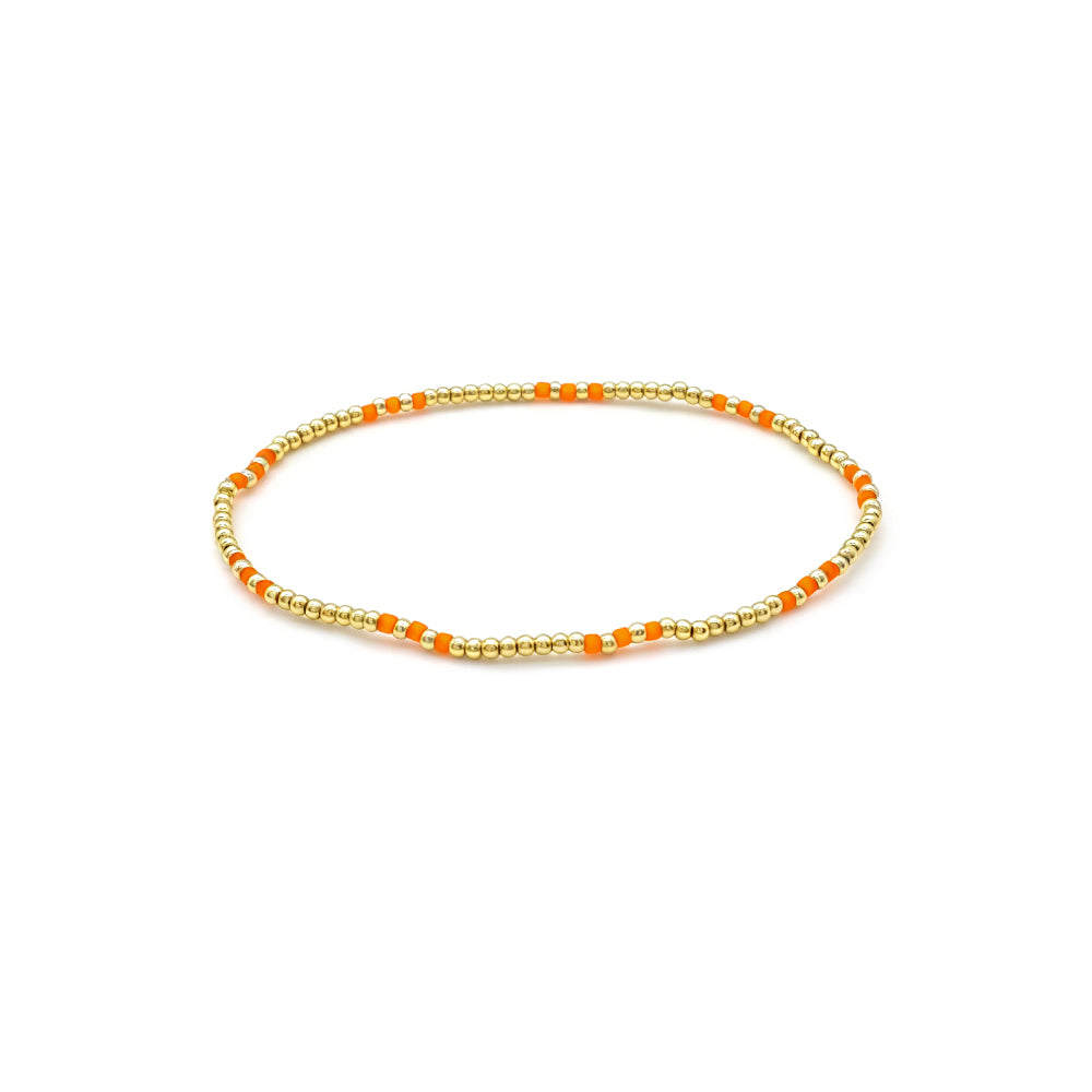 Handmade Multi-colour Miyuki Beads Plating Gold Brass Beads Elastic Bracelet