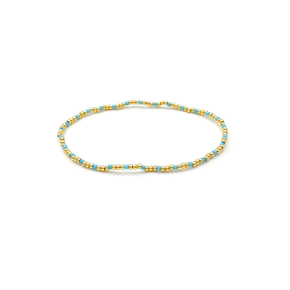 Handmade Multi-colour Miyuki Beads Plating Gold Brass Beads Elastic Bracelet