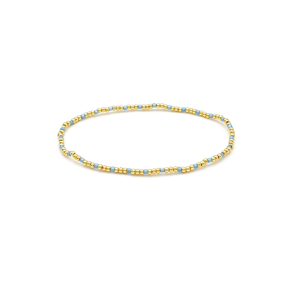 Handmade Multi-colour Miyuki Beads Plating Gold Brass Beads Elastic Bracelet