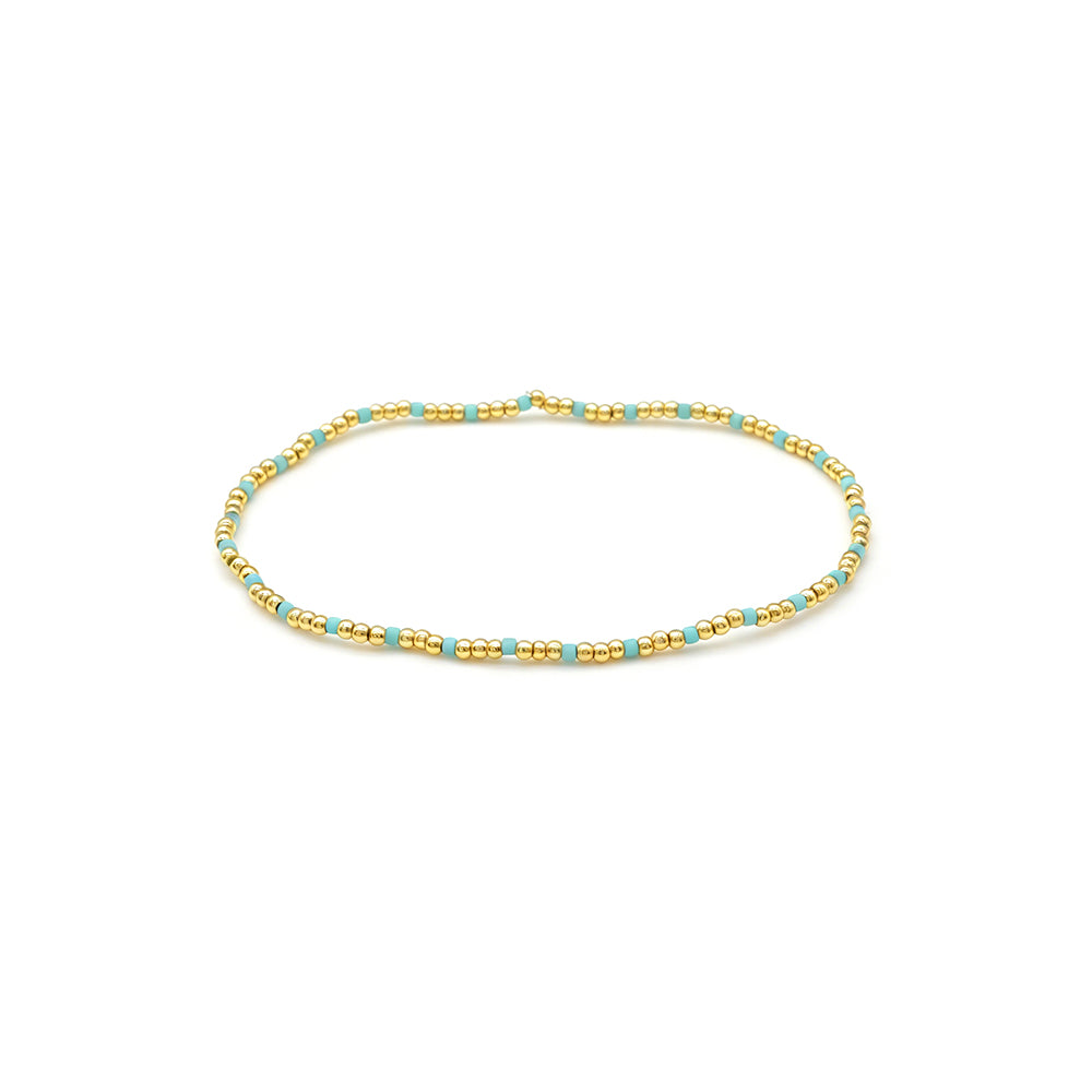 Handmade Multi-colour Miyuki Beads Plating Gold Brass Beads Elastic Bracelet