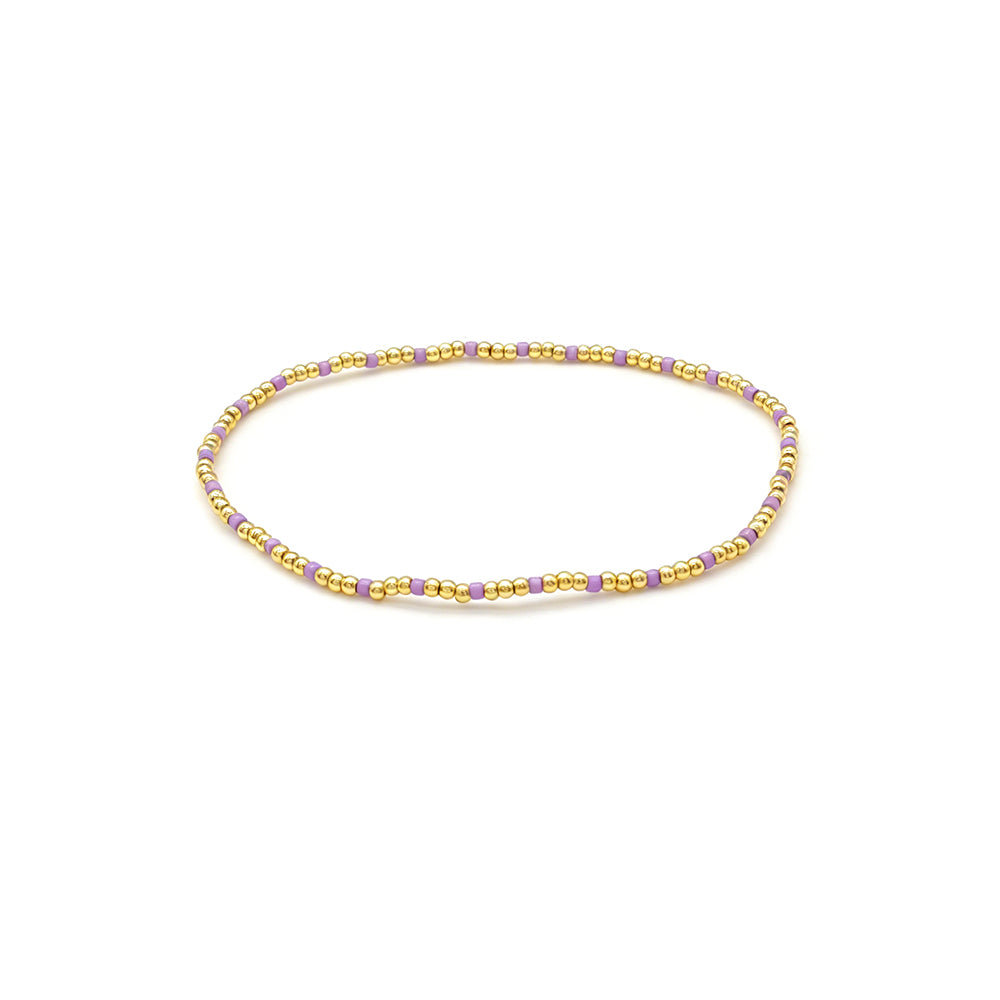 Handmade Multi-colour Miyuki Beads Plating Gold Brass Beads Elastic Bracelet