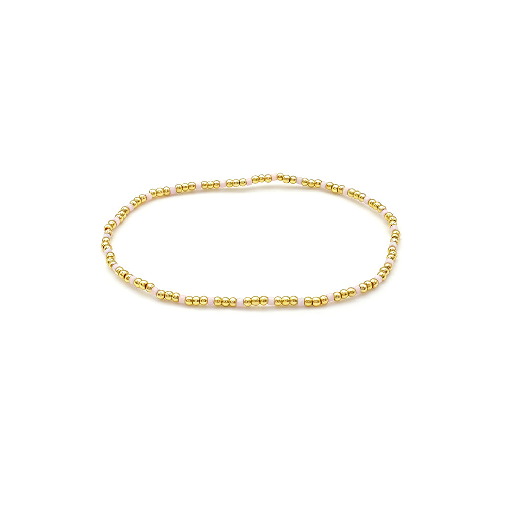 Handmade Multi-colour Miyuki Beads Plating Gold Brass Beads Elastic Bracelet