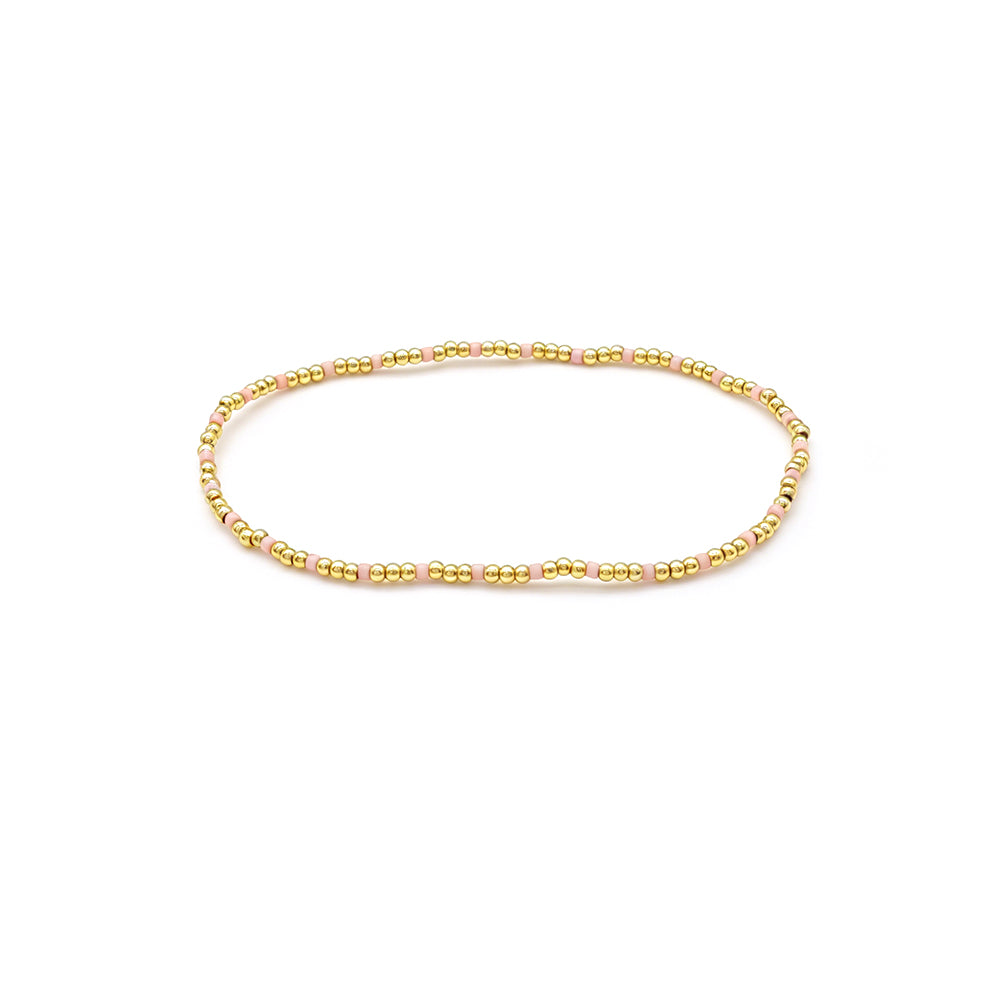 Handmade Multi-colour Miyuki Beads Plating Gold Brass Beads Elastic Bracelet