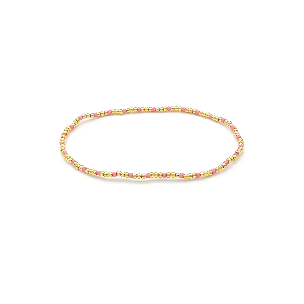 Handmade Multi-colour Miyuki Beads Plating Gold Brass Beads Elastic Bracelet