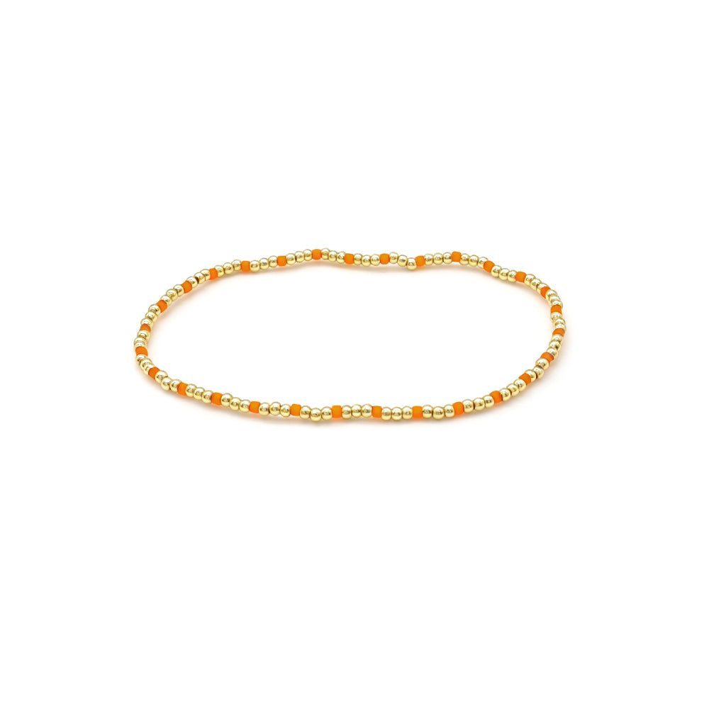 Handmade Multi-colour Miyuki Beads Plating Gold Brass Beads Elastic Bracelet