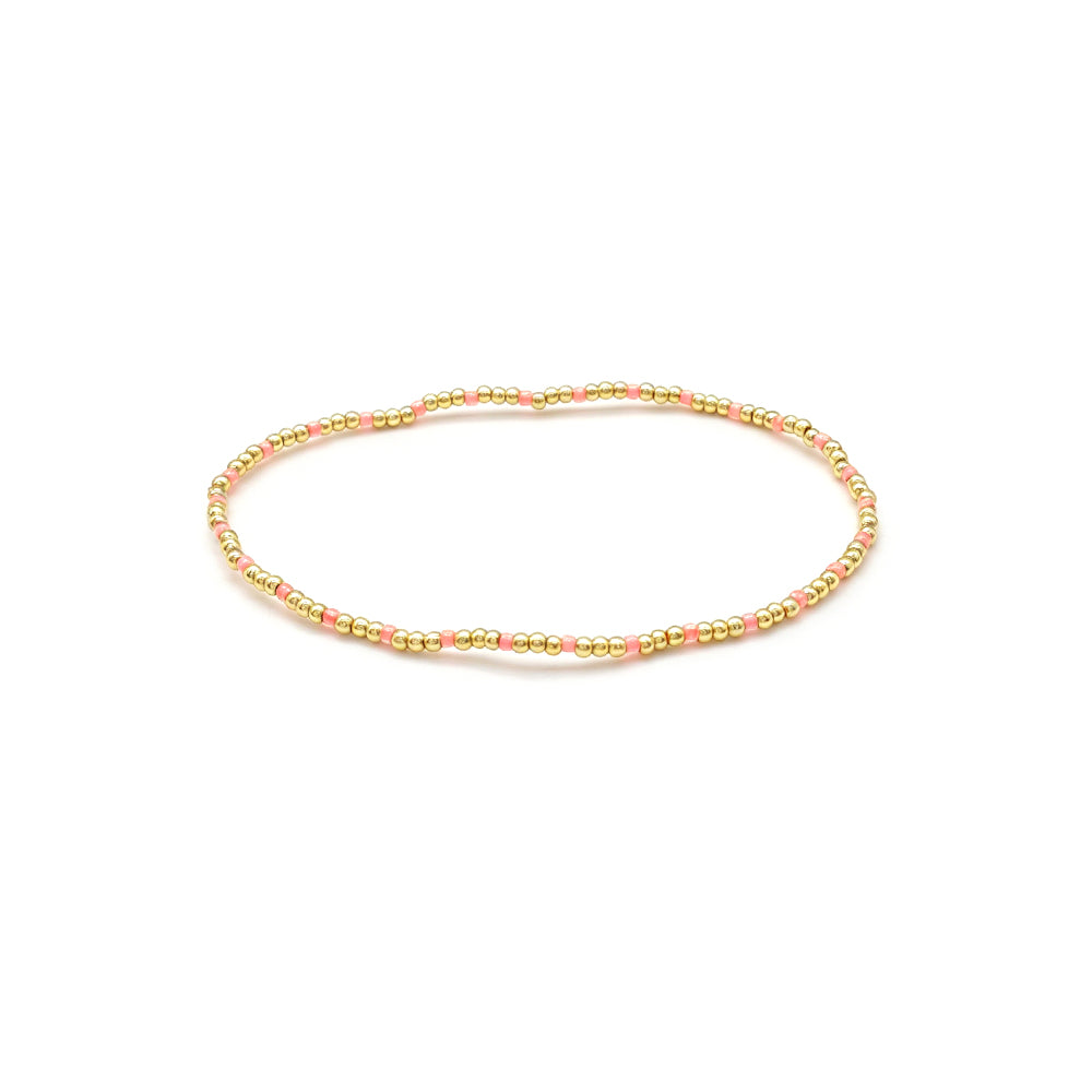 Handmade Multi-colour Miyuki Beads Plating Gold Brass Beads Elastic Bracelet