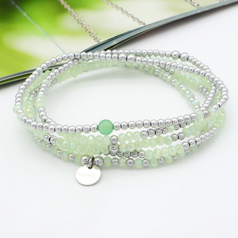 Wholesale Custom Fashion Women Girls Kids Jewelry Green Glass Crystal Bracelet Charms Beads Bracelets Set