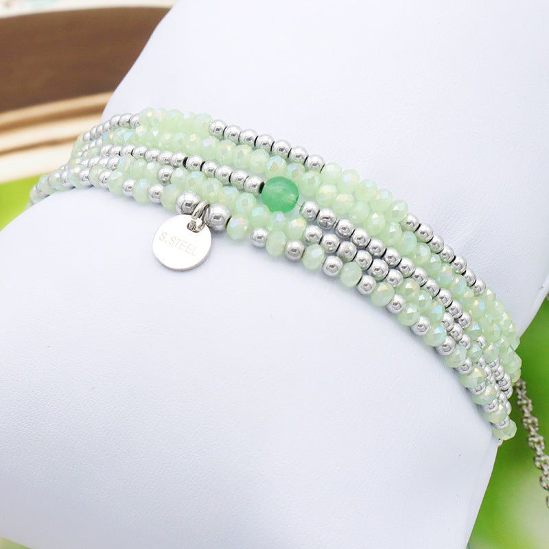 Wholesale Custom Fashion Women Girls Kids Jewelry Green Glass Crystal Bracelet Charms Beads Bracelets Set