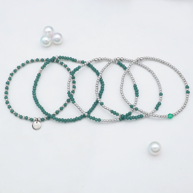 Summer Wholesale Trendy Handmade Jewelry Set Woman Kid Baby Blue Glass Crystal Custom Bracelets Charms Beads Bracelet Bangle