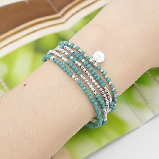 Summer Wholesale Trendy Handmade Jewelry Set Woman Kid Baby Blue Glass Crystal Custom Bracelets Charms Beads Bracelet Bangle