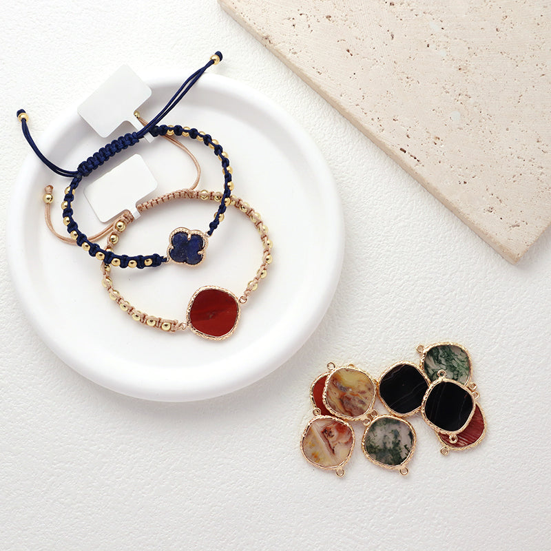Wholesale Various Healing Stone Gold Plated Necklace Bracelet Charm Jewelry Natural Stone Pendant Charm For Jewelry Making