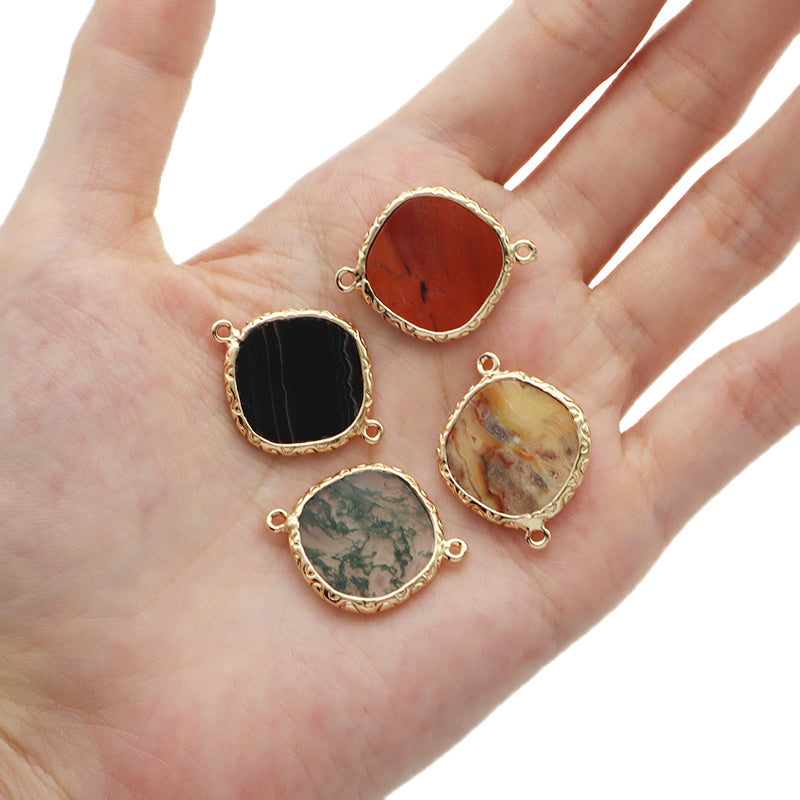 Wholesale Various Healing Stone Gold Plated Necklace Bracelet Charm Jewelry Natural Stone Pendant Charm For Jewelry Making