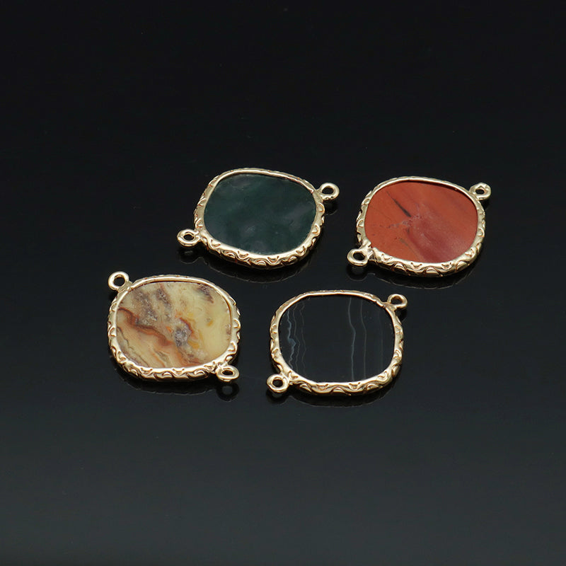 Wholesale Various Healing Stone Gold Plated Necklace Bracelet Charm Jewelry Natural Stone Pendant Charm For Jewelry Making